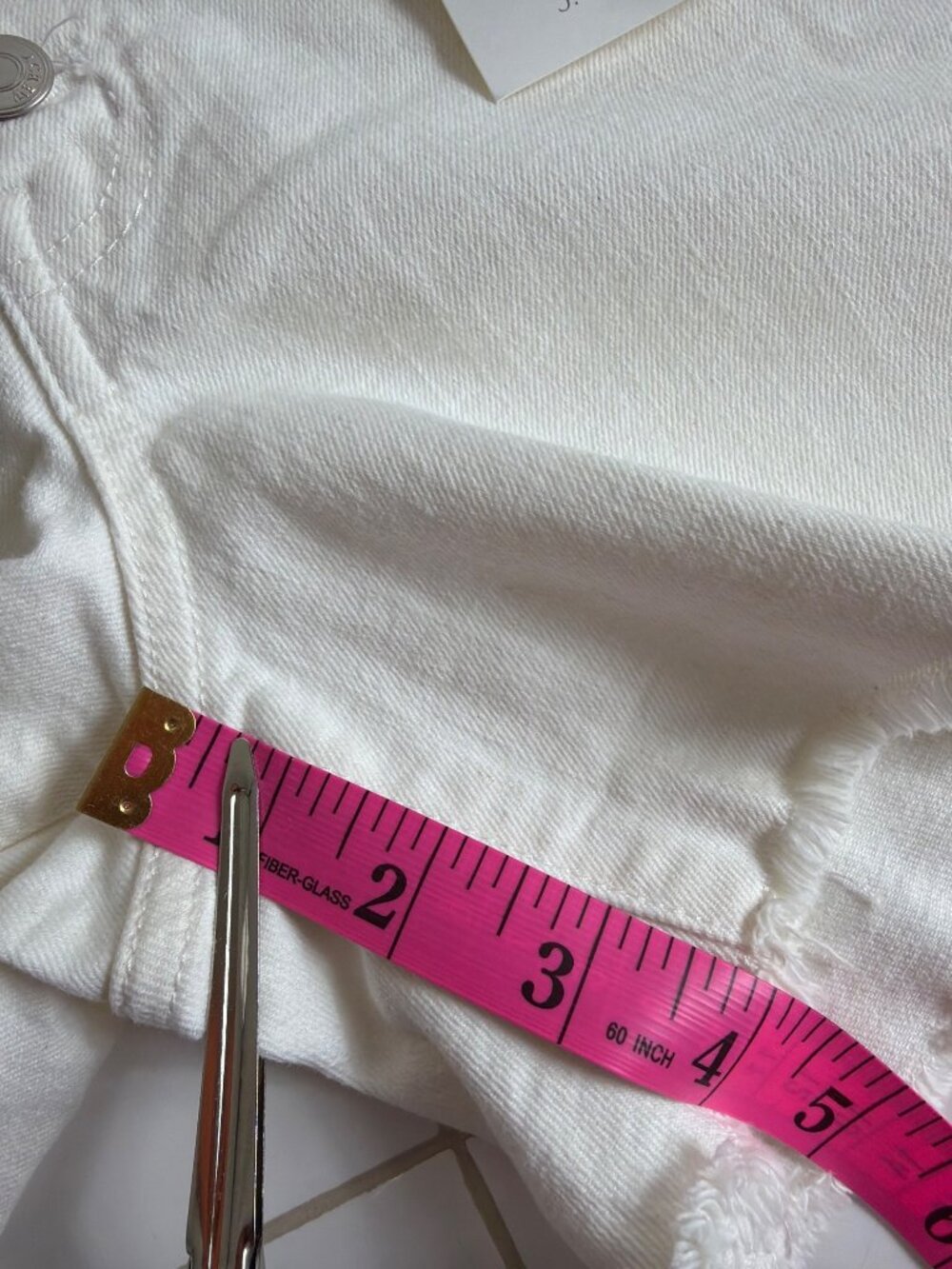 NWT J.Crew Jeans Ivory High Rise Frayed Hem Shorts Button Fly Size 27 - Picture 10 of 16